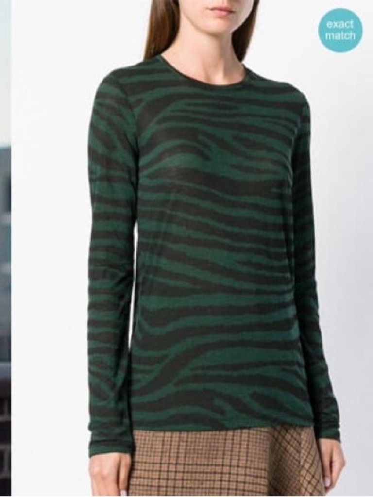 Proenza Schouler Cotton Crew Neck Long Sleeve Animal Print Top Small